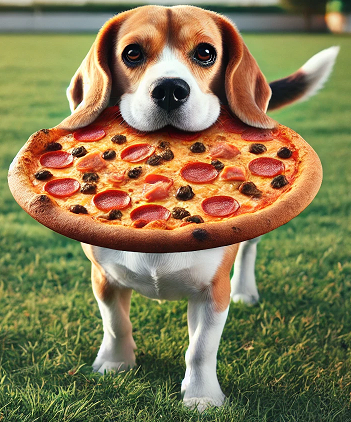 Dog with Pizza