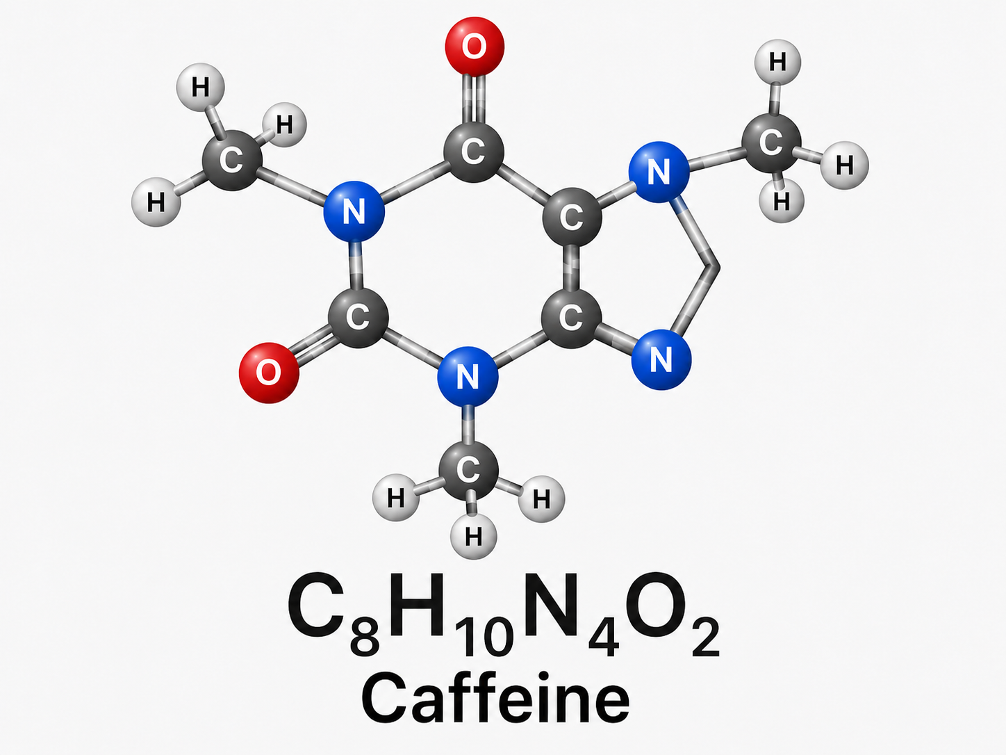 Caffeine molecule C₈H₁₀N₄O₂