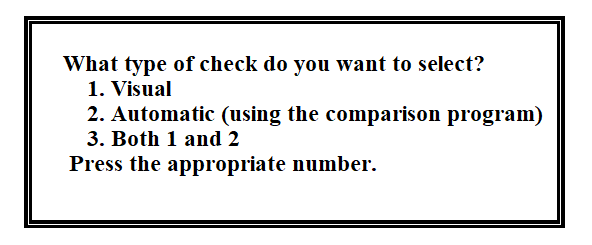 Prompt to select the type of verification check