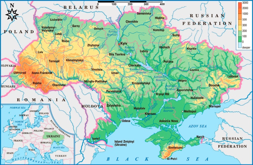 Map showing locations of meteorological stations across Ukraine