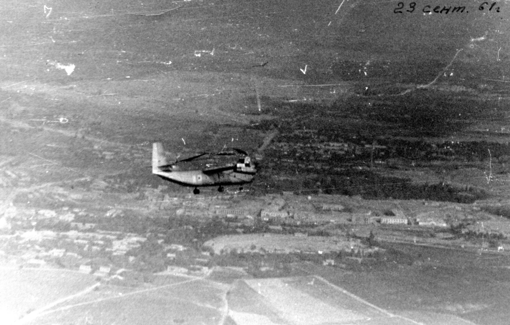 WORLD EXCLUSIVE: Ka-22 Vintokryl flight test piloted by Vadym Nikolaiev photographed from escort aircraft September 29 1961 Tashkent personal archive