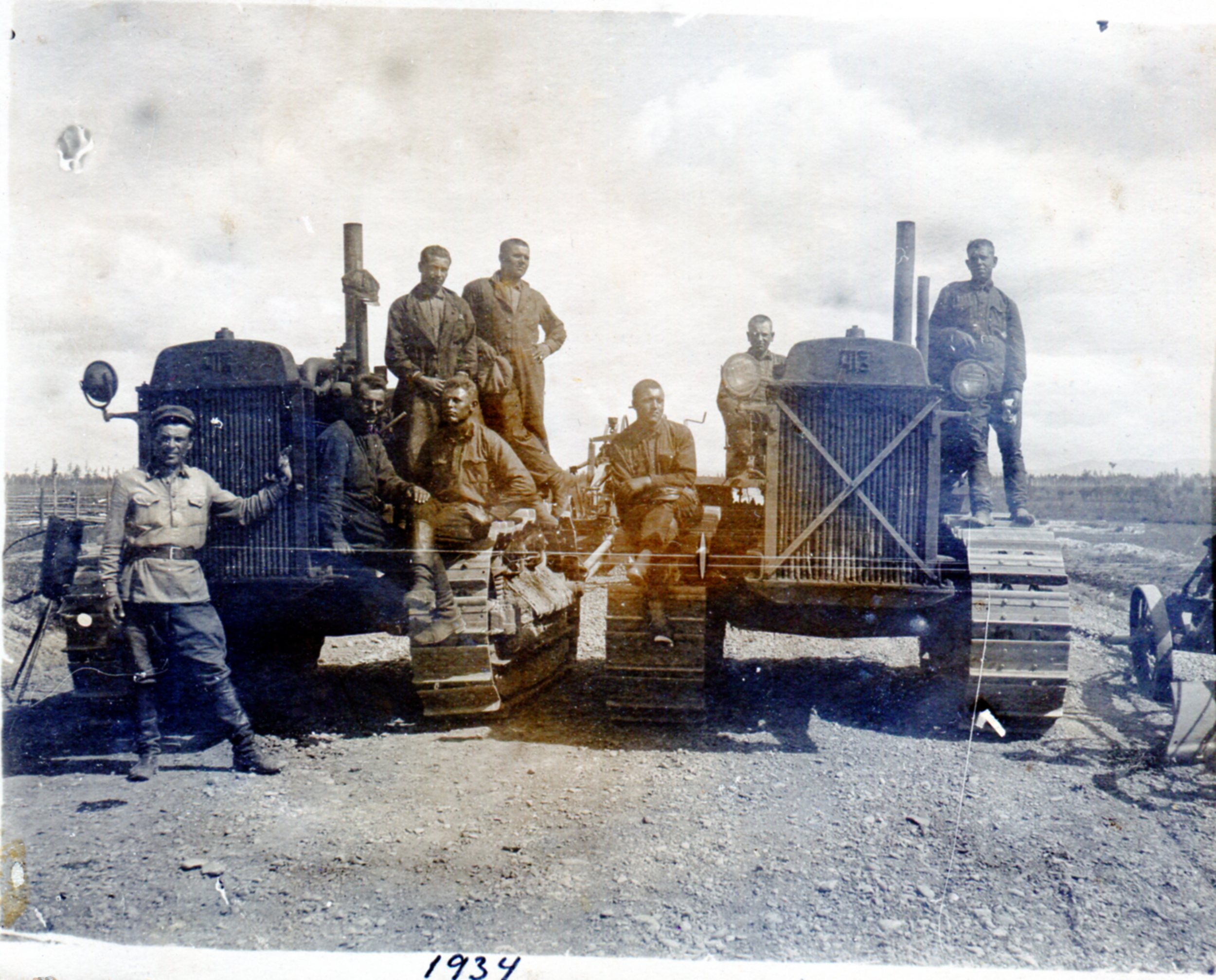 Military topographer Eugene Maksyutenko left, road construction to Vladivostok before WWII