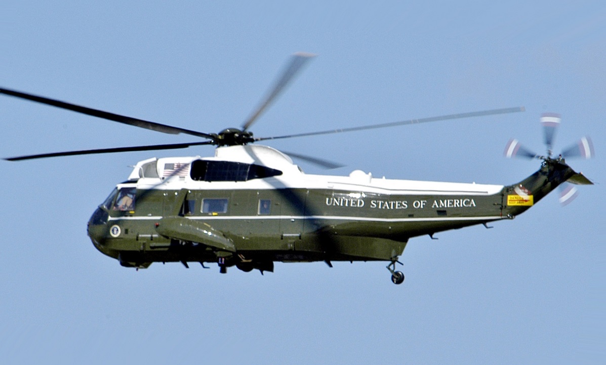 Marine One presidential helicopter over Washington DC, designed by Ukrainian engineer Igor Sikorsky for US Presidents