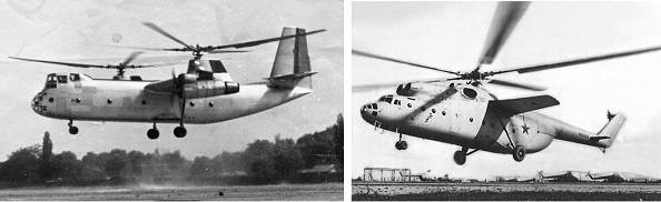 Comparison between Ka-22 and Mi-6 helicopters showing design philosophy differences