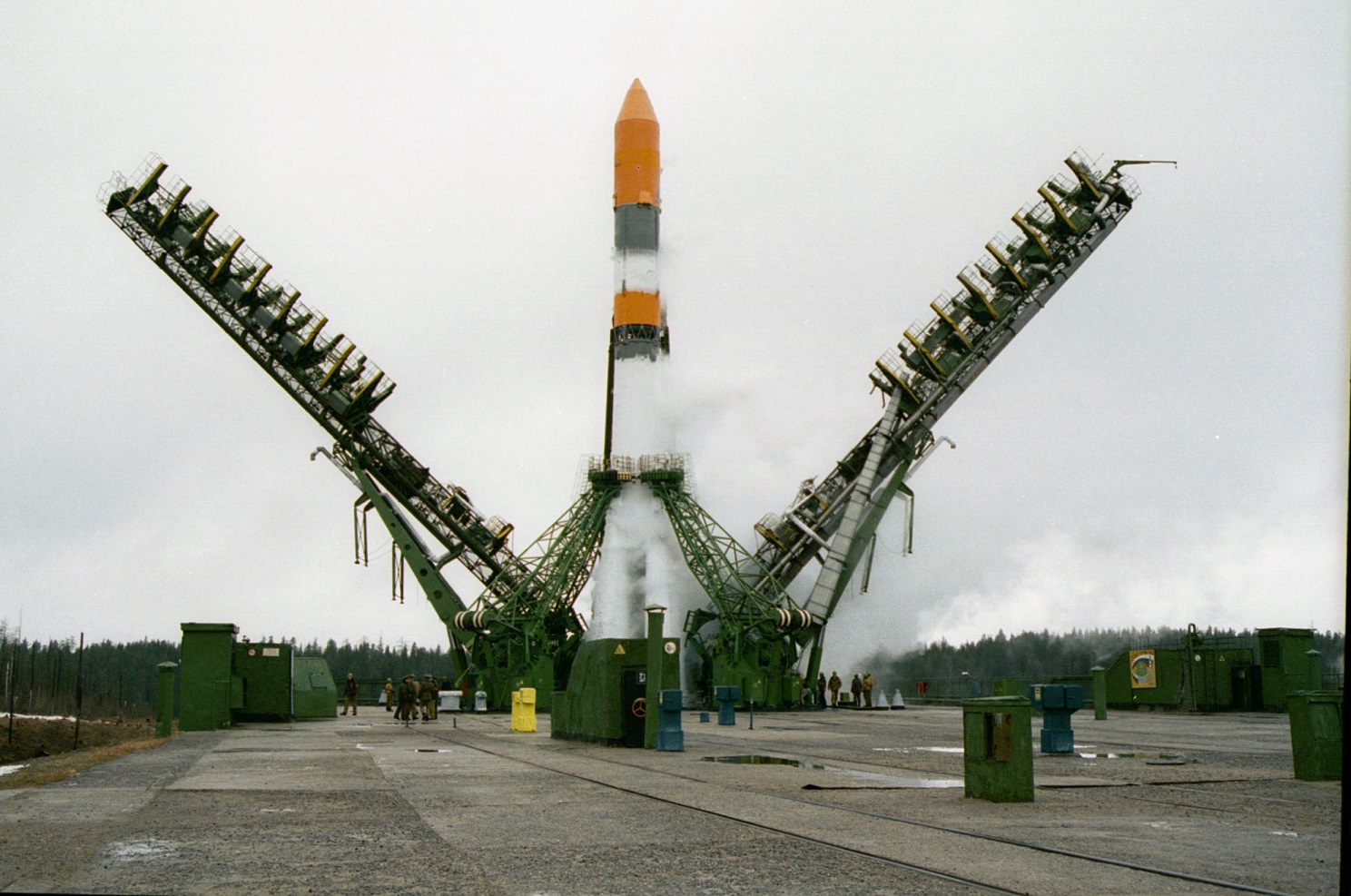 Soyuz rocket launch preparation at Plesetsk