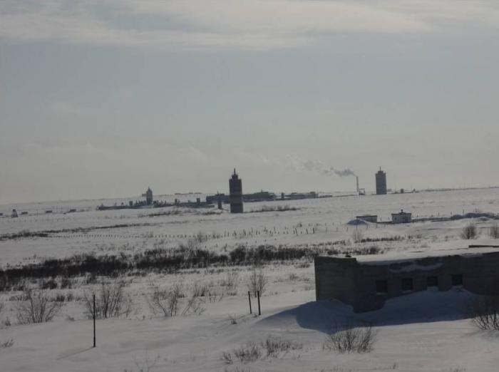 Vega antenna towers across Arctic tundra near Vorkuta showing massive scale of distributed system