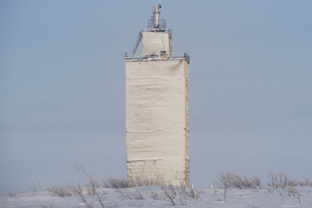 Massive Vega central tower at Vorkuta Arctic measurement complex showing engineering scale in polar conditions